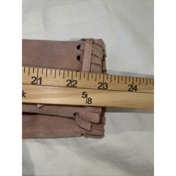 WHITE HOUSE BLACK MARKET WHBM Fringe Leather Suede Jacket Small Light Pink Boho - Picture 14 of 16